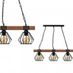 MILAGRO Lampa wisząca ULF BLACK / WOOD 3xE27 60W