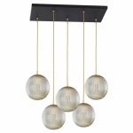 LAMPA WISZĄCA NOWOCZESNA SZKLANA CZARNO ZŁOTA MOSIĄDZ SZKLANE KULE KLOSZE SZARE DO SALONU ARGON PALOMA 2189