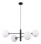 Lampa sufitowa VICENZA, czarna, dodatki chrom, białe kule, styl loftowy, E14