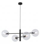 Lampa sufitowa VICENZA, czarna, nowoczesna, srebrne dodatki, bezbarwne kule, E14