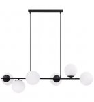 Lampa sufitowa SIENA, czarny żyrandol molekularny z białymi kloszami, gwint E14
