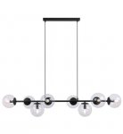 Lampa sufitowa SIENA, czarna, żyrandol loft nad stół i wyspę, przezroczyste kule