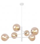 Lampa sufitowa VICENZA, wisząca, molekularny żyrandol glamour, biało-złoty, miodowe kule