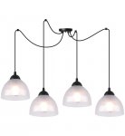 Lampa wisząca VENICE, sufitowa, czarny długi pająk, mleczne białe szklane misy, nowoczesny