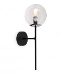 Lampa typu kinkiet SIENA, czarny plafon ścienny, sufitowy, srebrne akcenty glamour, szklany klosz kula