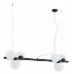 LAMPA WISZĄCA CZARNA MATOWA KULE SZKLANE MLECZNE BIAŁE OSSO LEMIR