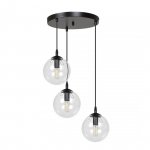 LAMPA WISZĄCA CZARNA POTRÓJNA KULE SZKLANE EMIBIG COSMO 3 BL PREMIUM TRANSPARENT 711/3PREM