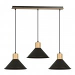LAMPA WISZĄCA CZARNA METALOWA NAD STÓŁ Z DREWNEM EMIBIG ROWEN 3 BLACK
