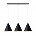 LAMPA WISZĄCA METALOWA CZARNA NAD STÓŁ DO JADALNI KUCHNI NAD WYSPĘ EMIBIG REBEL 3 BLACK/GOLD oprawa oświetleniowa