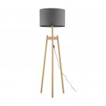 TK LIGHTING PEREZ GRAY 5426 LAMPA PODŁOGOWA DREWNIANA TRÓJNÓG Z ABAŻUREM SZARYM