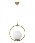 LAMPA WISZĄCA MOSIĄDZ ZŁOTA KULA BIAŁA SZKLANA DO SYPIALNI KUCHNI JADALNI SALONU NOWOCZESNA LUCES EXCLUSIVAS RENGO LE41770