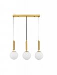 LAMPA WISZĄCA ZŁOTA MOSIĄDZ KLOSZE KULE BIAŁE NAD STÓŁ DO KUCHNI JADALNI SALONU LUCES EXCLUSIVAS AGRO LE43225
