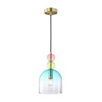 ITALUX MANSO PND-37462A-MC-GD LAMPA WISZĄCA ZŁOTA SZKLANA KOLOROWY KLOSZ