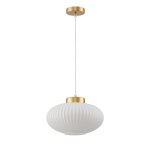 ITALUX GROSTE PND-52376-1-GD LAMPA WISZĄCA ZŁOTA  BIAŁA SZKLANA
