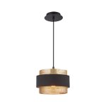 ITALUX BANS PND-27467-1-BK-GD LAMPA WISZĄCA CZARNO ZŁOTA METALOWA Z ABAŻUREM