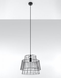 Lampa wisząca GATE czarna stalowy industrialny zwis na lince sufitowy E27 LED SOLLUX LIGHTING