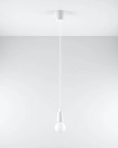 Lampa wisząca DIEGO 1 biała PVC minimalistyczna zwis sufitowy na lince E27 LED SOLLUX LIGHTNIG
