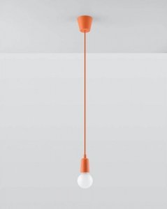 Lampa wisząca DIEGO 1 pomarańczowa PVC minimalistyczna zwis sufitowy na lince E27 LED SOLLUX LIGHTNIG