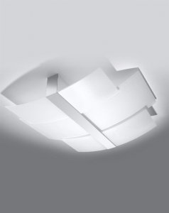 Plafon CELIA nowoczesna  lampa sufitowa  białe szkło stal chrom E27 LED SOLLUX LIGHTING