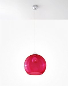 Lampa wisząca BALL czerwony kula loft szkło E27 LED SOLLUX LIGHTING