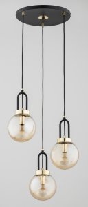 ALFA SOSNOWSCY ATORI BLACK 62428 LAMPA WISZĄCA CZARNO ZŁOTA KULE SZKLANE BURSZTYNOWE DO SALONU SYPIALNI KUCHNI