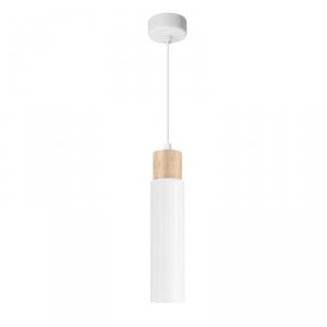 Claro lampa wisząca biały 1x15W GU10 klosz biały+drewniany
