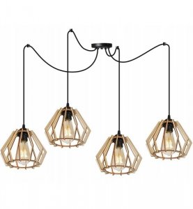 Lampa wisząca nowoczesna - SPIDER TIMBER 2360/4 LIGHT HOME