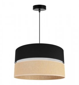Lampa wisząca JUTA, regulacja, abażur czarno - beżowy, E27 LIGHT HOME