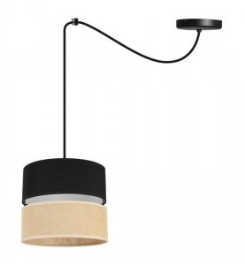 Lampa wisząca, pojedyncza, JUTA, czarno - beżowa, E27, regulacja LIGHT HOME