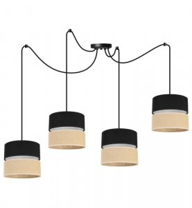Lampa wisząca JUTA, pająk, regulowana, czarno - beżowa, 4 abażury, gwint E27 LIGHT HOME
