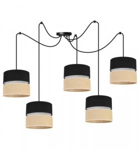 Lampa wisząca czarno - beżowa, JUTA, regulowana, 5 abażurów, E27 LIGHT HOME