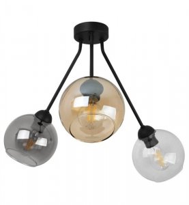 Lampa sufitowa TRIO HAGA, trzy klosze, metalowa konstrukcja, szkło, żyrandol