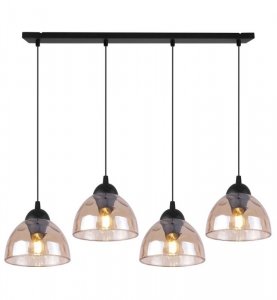 Lampa sufitowa VENICE, wisząca, żyrandol, czarna listwa, miodowe szklane misy, nad stół