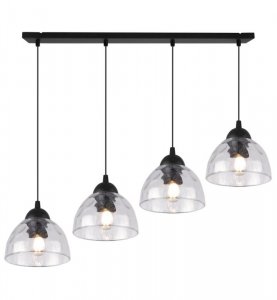 Lampa wisząca VENICE, sufitowa, czarny żyrandol listwa, bezbarwny, szklany, do kuchni, salonu