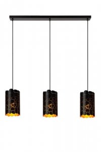 LAMPA WISZĄCA CZARNO ZŁOTA Z ABAŻUREM DO SALONU SYPIALNI LUCIDE ALMELO