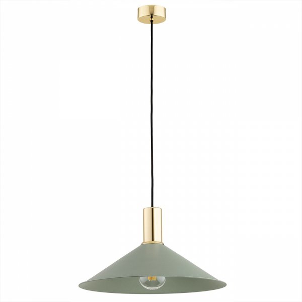 LAMPA WISZĄCA SZAŁWIA ZŁOTA MOSIĄDZ METALOWA LOFT INDUSTRIALNA W KOLORZE ZIELONYM SZAŁWIOWYM DO KUCHNI JADALNI NAD STÓŁ ARGON MINORI 4913