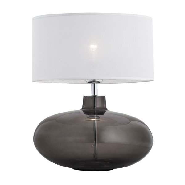 LAMPA STOŁOWA SZKLANA GRAFITOWA Z BIAŁYM ABAŻUREM GLAMOUR DO SALONU SYPIALNI ARGON SEKWANA  3050