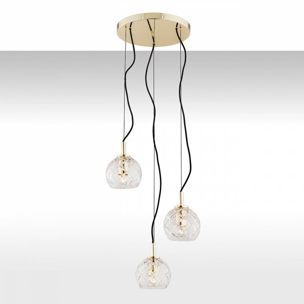ARGON OVIEDO 1463 LAMPA WISZĄCA NA OKRĄGŁEJ PODSTAWIE NA KOLE ZŁOTA MOSIĄDZ KRYSZTAŁOWA SZKLANA