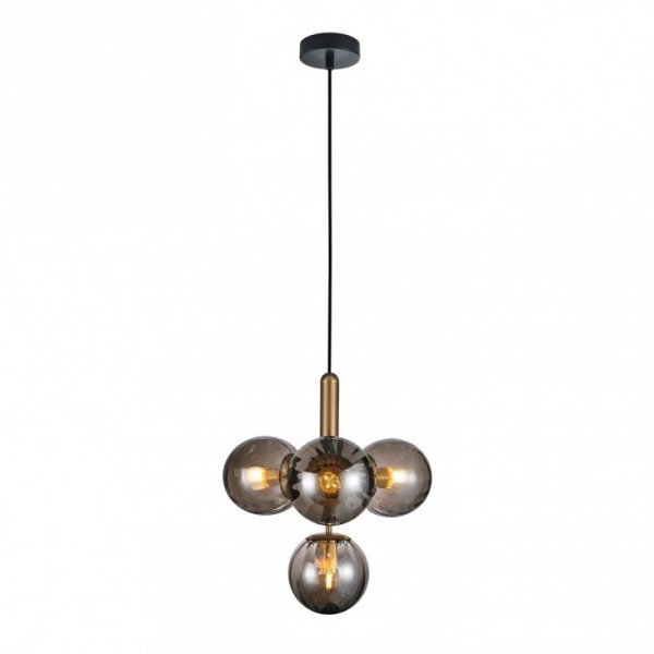 ITALUX RAVENA PND-2324-4B BRO+SG LAMPA WISZĄCA NOWOCZESNA SZKLANE DYMIONE KULE LED DO SALONU