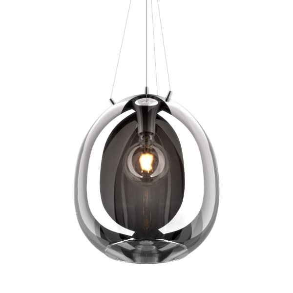 LAMPA WISZĄCA CHROM SZKLANA CZARNY KLOSZ P19066B-D38 MOON ZUMA LINE