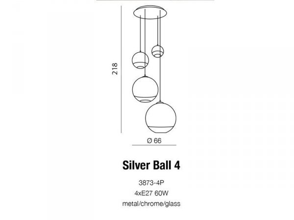 AZZARDO SILVER BALL 4 AZ2531 LAMPA WISZĄCA ELEGANCKA NOWOCZESNA CHROM