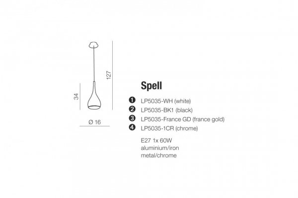 AZZARDO SPELL AZ0287 LAMPA WISZĄCA MINIMALISTYCZNA BIAŁA