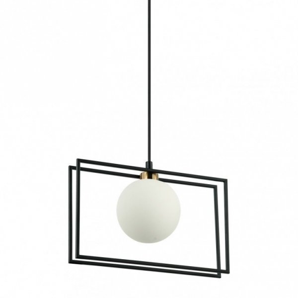 ITALUX GROSETTA PND-53423-1-BK LAMPA WISZĄCA CZARNY PROSTOKĄT SZKLANY KLOSZ DO SALONU 