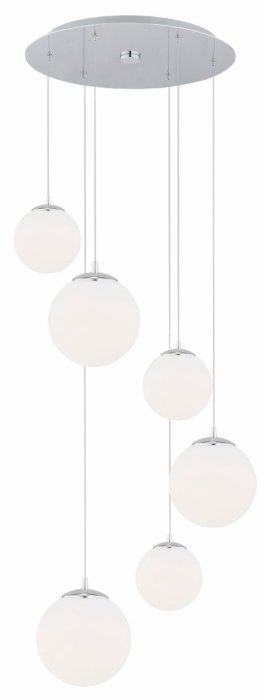 LAMPA WISZĄCA CHROM NA KOLE KULE SZKLANE BIAŁE DO SALONU NA ANTRESOLĘ ARGON OPTICA 2530