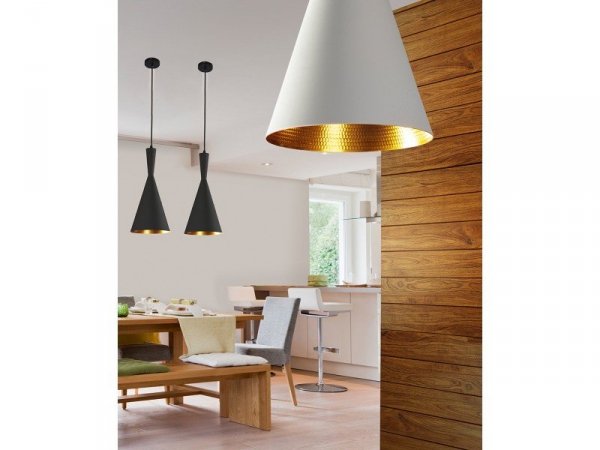 AZZARDO VITA AZ1405 LAMPA WISZĄCA Z KLOSZEM CZARNO ZŁOTA