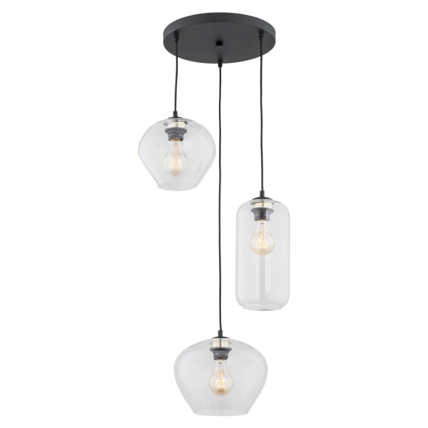 LAMPA WISZĄCA SZKLANA NA KOLE CZARO ZŁOTA TRANSPARENTNE KLOSZE ARGON KALIMERA 1431