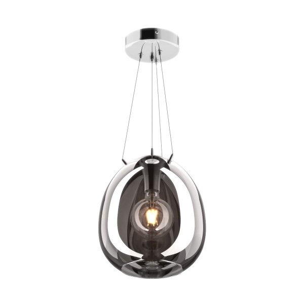 LAMPA WISZĄCA CHROM SZKLANA CZARNY KLOSZ P19066B-D30 MOON 