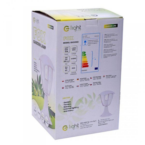 MILAGRO Lampa ogrodowa stojąca FOX WHITE 1xE27 Mała