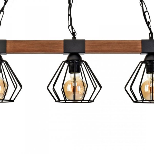 MILAGRO Lampa wisząca ULF BLACK / WOOD 3xE27 60W