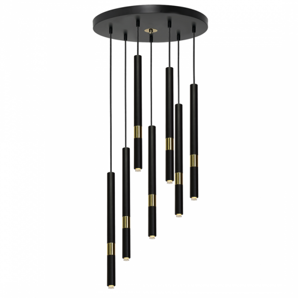 MILAGRO Lampa wisząca MONZA BLACK / GOLD 7xG9 8W